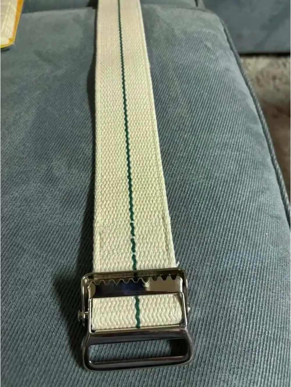 White Cotton Gait Belt with Metal Buckle